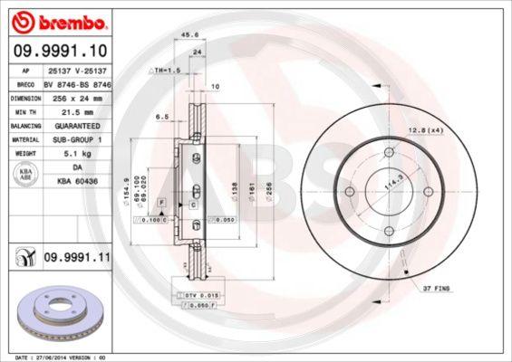 A.B.S. 09.9991.11 - Brake Disc car-mod.net