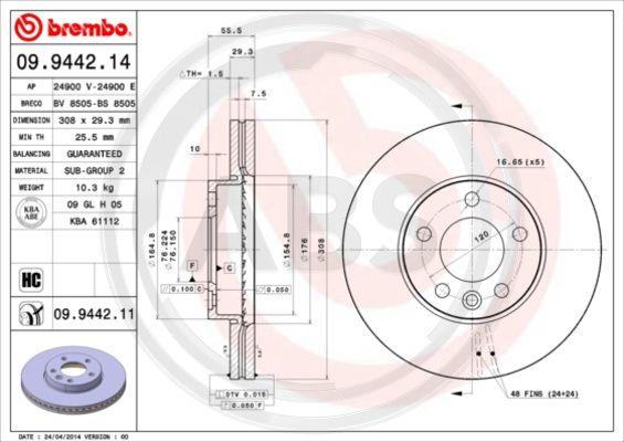 A.B.S. 09.9442.11 - Brake Disc car-mod.net