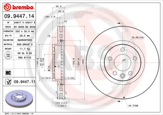 A.B.S. 09.9447.11 - Brake Disc car-mod.net