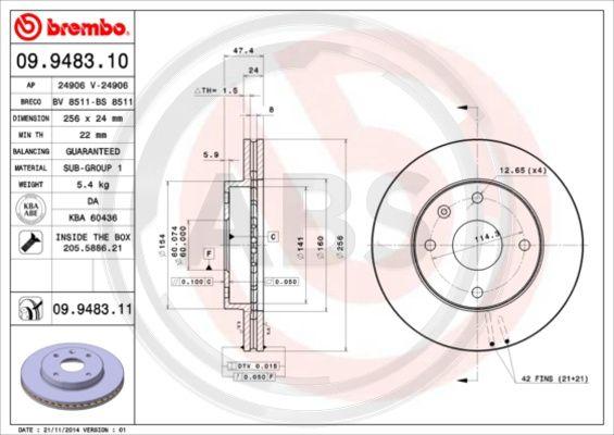 A.B.S. 09.9483.10 - Brake Disc car-mod.net