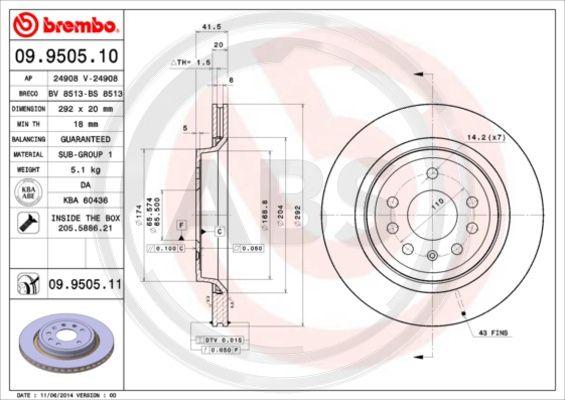 A.B.S. 09.9505.11 - Brake Disc car-mod.net