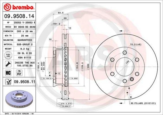 A.B.S. 09.9508.11 - Brake Disc car-mod.net