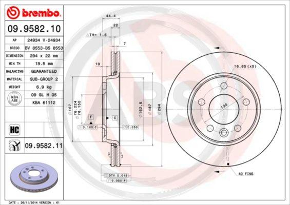 A.B.S. 09.9582.11 - Brake Disc car-mod.net