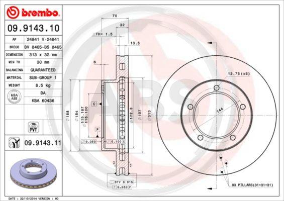 A.B.S. 09.9143.11 - Brake Disc car-mod.net