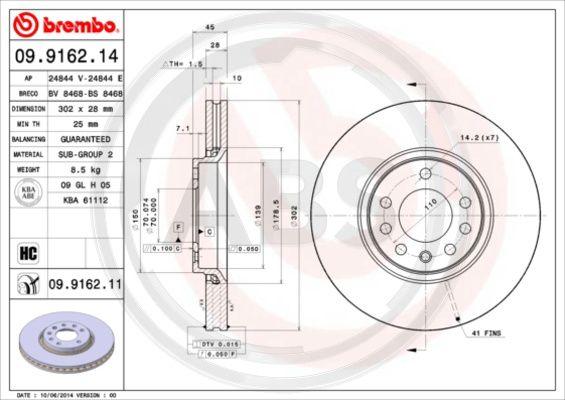 A.B.S. 09.9162.11 - Brake Disc car-mod.net