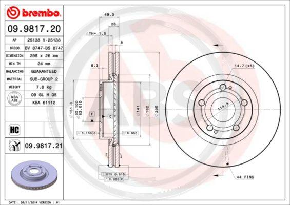 A.B.S. 09.9817.21 - Brake Disc car-mod.net