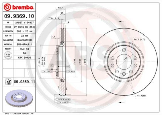 A.B.S. 09.9369.11 - Brake Disc car-mod.net