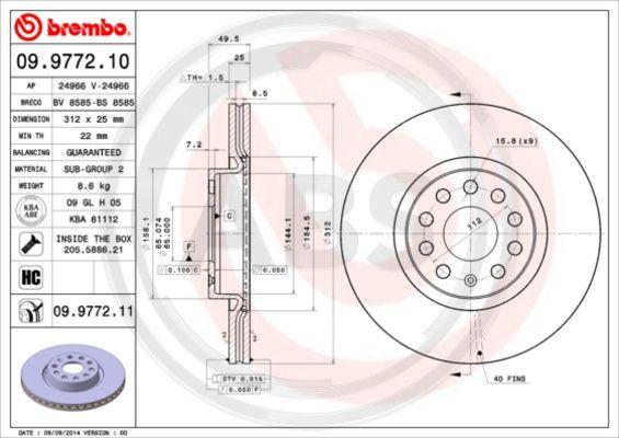 A.B.S. 09.9772.11 - Brake Disc car-mod.net