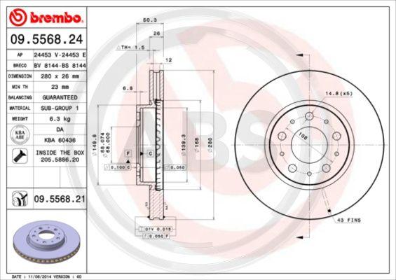 A.B.S. 09.5568.21 - Brake Disc car-mod.net