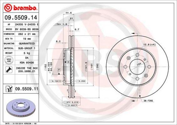 A.B.S. 09.5509.11 - Brake Disc car-mod.net