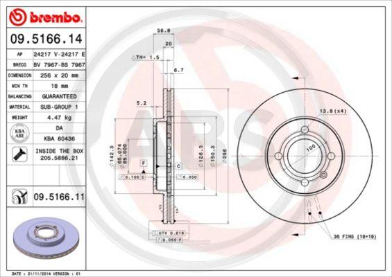 A.B.S. 09.5166.11 - Brake Disc car-mod.net