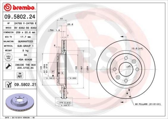 A.B.S. 09.5802.21 - Brake Disc car-mod.net