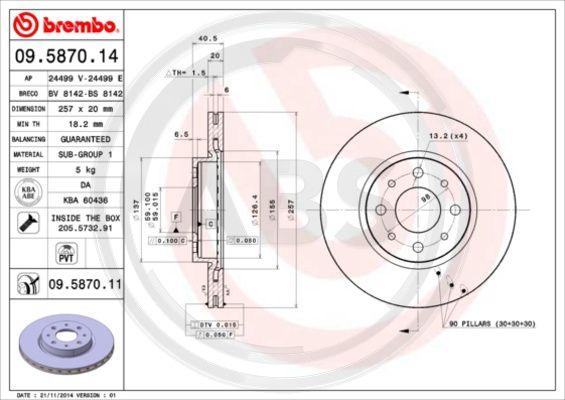 A.B.S. 09.5870.11 - Brake Disc car-mod.net