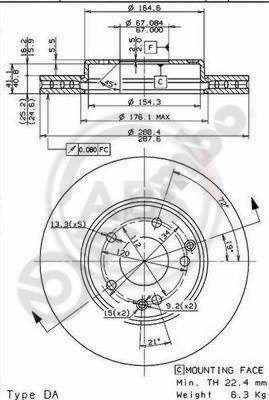 A.B.S. 09.8411.11 - Brake Disc car-mod.net