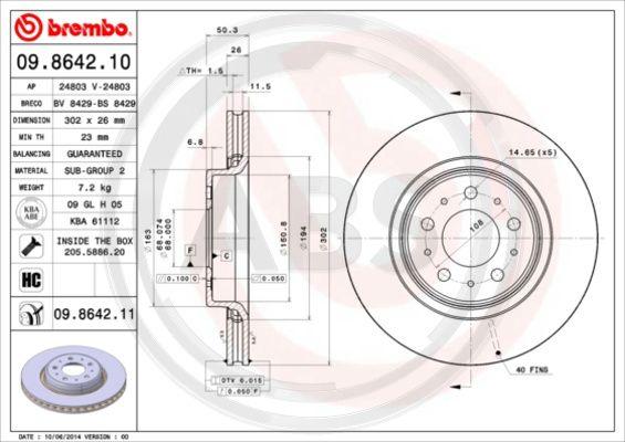 A.B.S. 09.8642.11 - Brake Disc car-mod.net