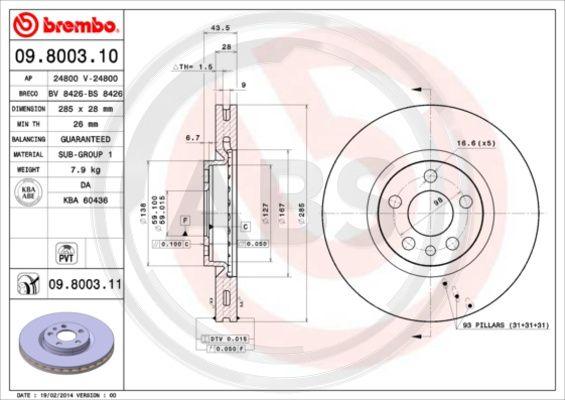 A.B.S. 09.8003.11 - Brake Disc car-mod.net