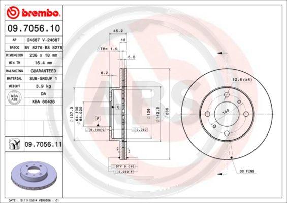 A.B.S. 09.7056.10 - Brake Disc car-mod.net