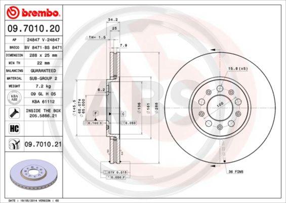 A.B.S. 09.7010.21 - Brake Disc car-mod.net