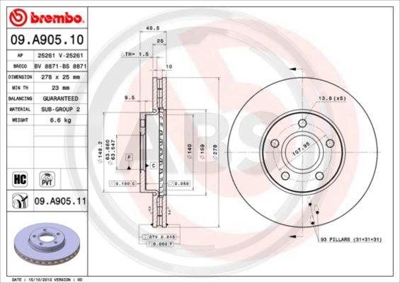 A.B.S. 09.A905.10 - Brake Disc car-mod.net