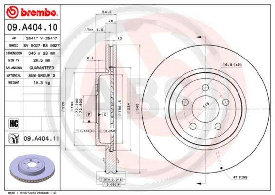 A.B.S. 09.A404.11 - Brake Disc car-mod.net