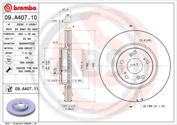 A.B.S. 09.A407.11 - Brake Disc car-mod.net