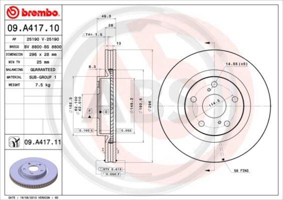 A.B.S. 09.A417.11 - Brake Disc car-mod.net