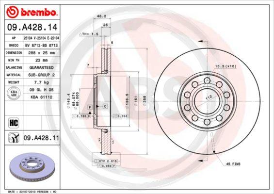 A.B.S. 09.A428.11 - Brake Disc car-mod.net