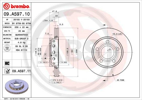 A.B.S. 09.A597.11 - Brake Disc car-mod.net