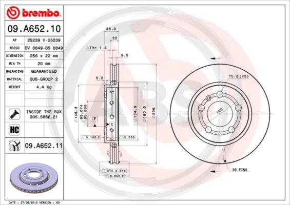 A.B.S. 09.A652.11 - Brake Disc car-mod.net