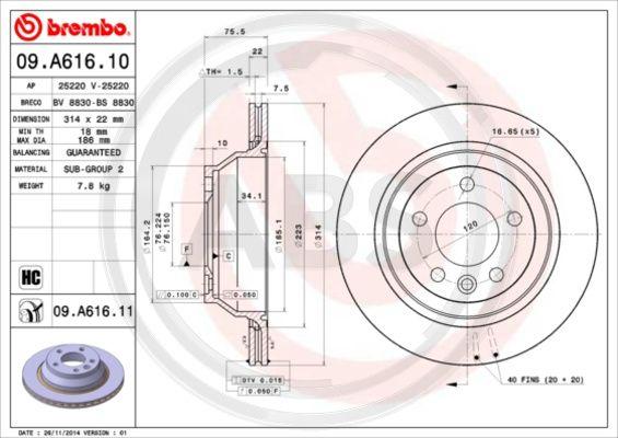 A.B.S. 09.A616.11 - Brake Disc car-mod.net