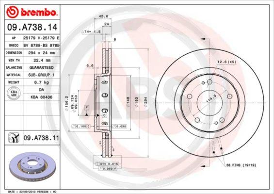 A.B.S. 09.A738.11 - Brake Disc car-mod.net