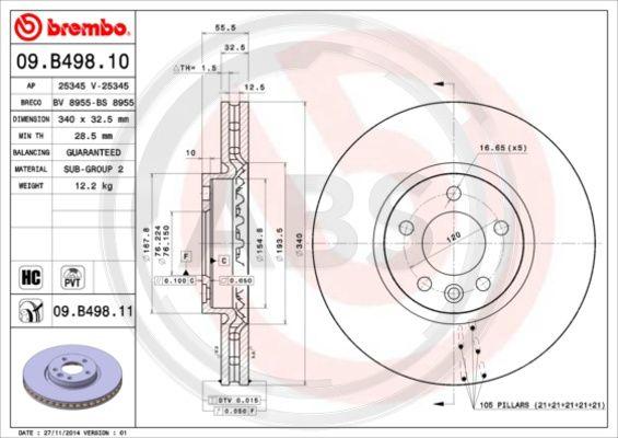 A.B.S. 09.B498.11 - Brake Disc car-mod.net