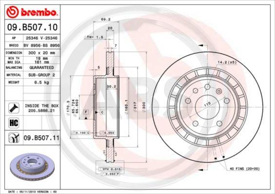 A.B.S. 09.B507.11 - Brake Disc car-mod.net