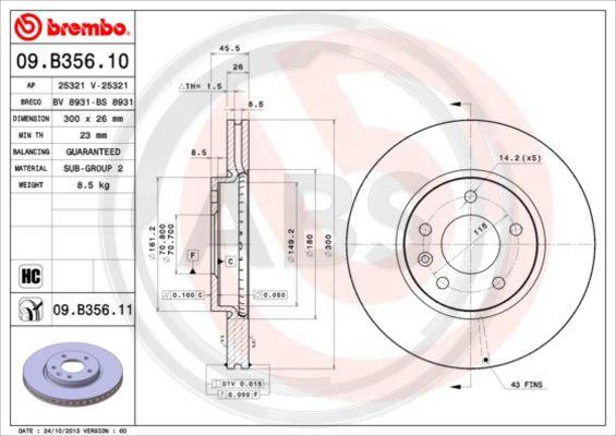 A.B.S. 09.B356.11 - Brake Disc car-mod.net