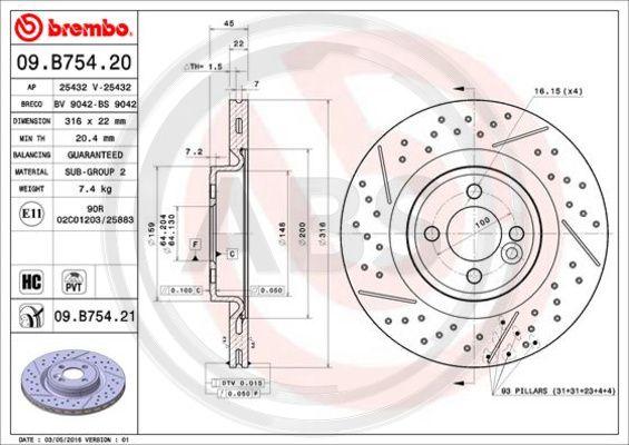 A.B.S. 09.B754.21 - Brake Disc car-mod.net