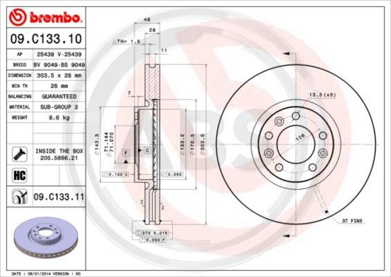 A.B.S. 09.C133.11 - Brake Disc car-mod.net