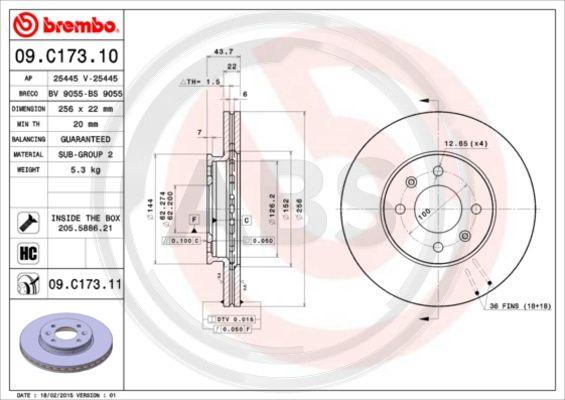 A.B.S. 09.C173.11 - Brake Disc car-mod.net