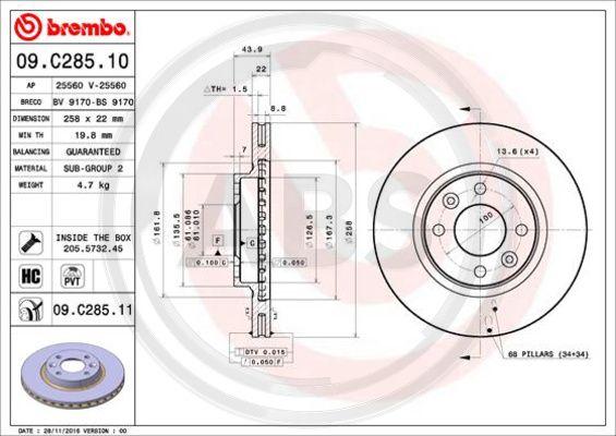 A.B.S. 09.C285.11 - Brake Disc car-mod.net