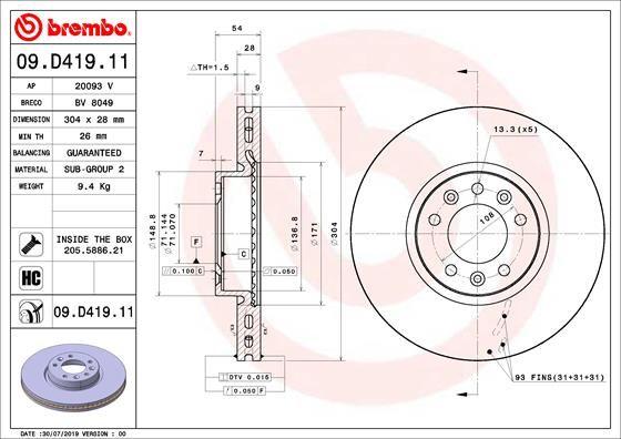 A.B.S. 09.D419.11 - Brake Disc car-mod.net