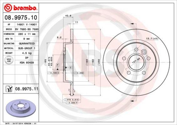 A.B.S. 08.9975.11 - Brake Disc car-mod.net