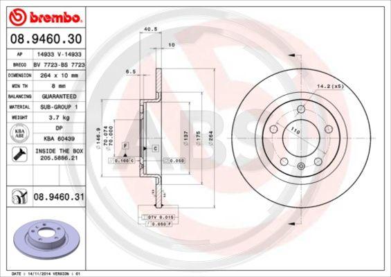 A.B.S. 08.9460.31 - Brake Disc car-mod.net
