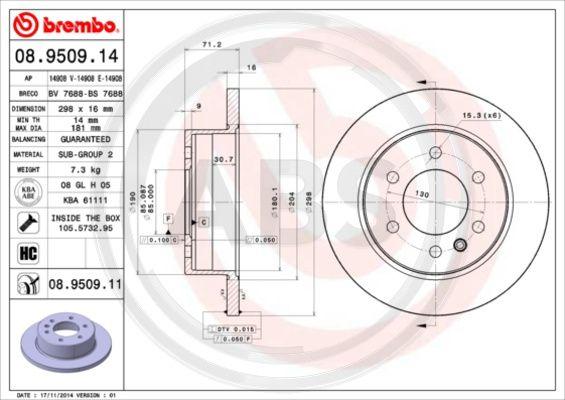 A.B.S. 08.9509.11 - Brake Disc car-mod.net