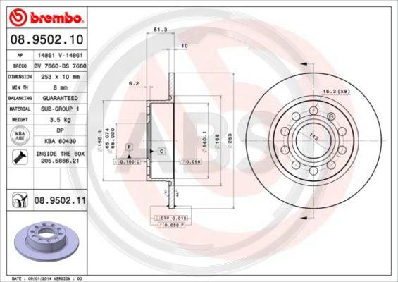 A.B.S. 08.9502.11 - Brake Disc car-mod.net
