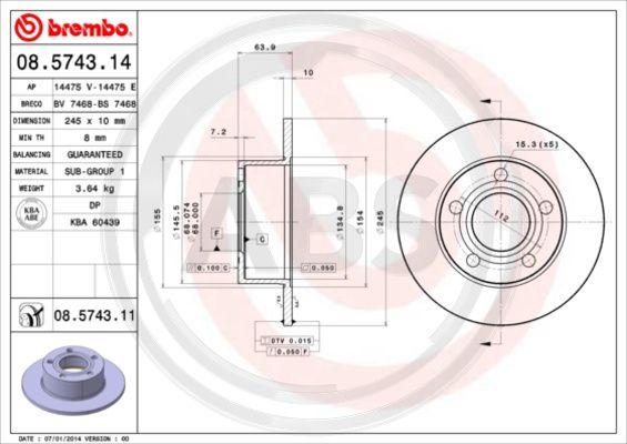 A.B.S. 08.5743.11 - Brake Disc car-mod.net
