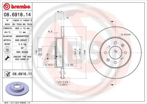 A.B.S. 08.6918.11 - Brake Disc car-mod.net
