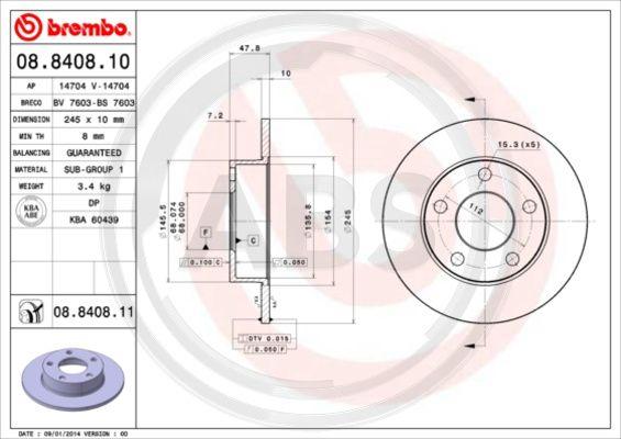 A.B.S. 08.8408.11 - Brake Disc car-mod.net
