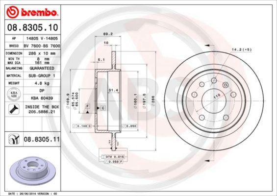 A.B.S. 08.8305.11 - Brake Disc car-mod.net