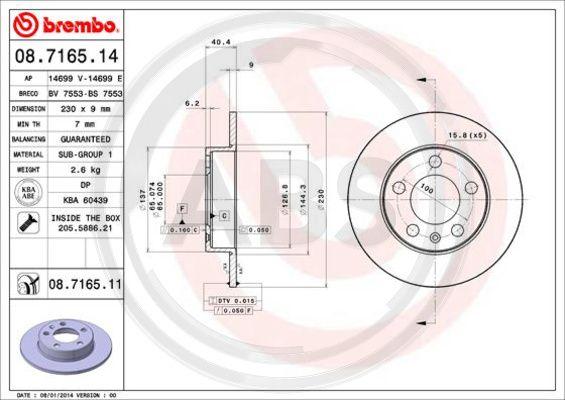 A.B.S. 08.7165.11 - Brake Disc car-mod.net