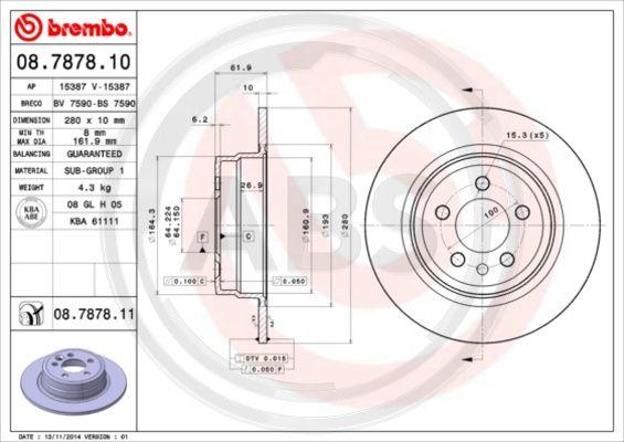 A.B.S. 08.7878.10 - Brake Disc car-mod.net