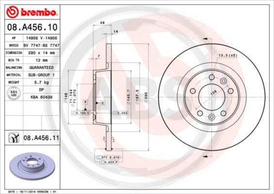 A.B.S. 08.A456.11 - Brake Disc car-mod.net
